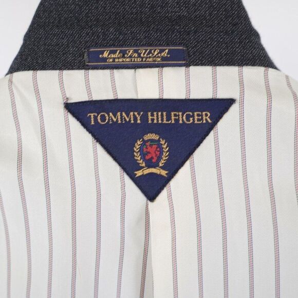 Vintage Tommy Hilfiger Tweed Wool Gray Spec Sport Coat 46R 3 Button‎ - Picture 12 of 12